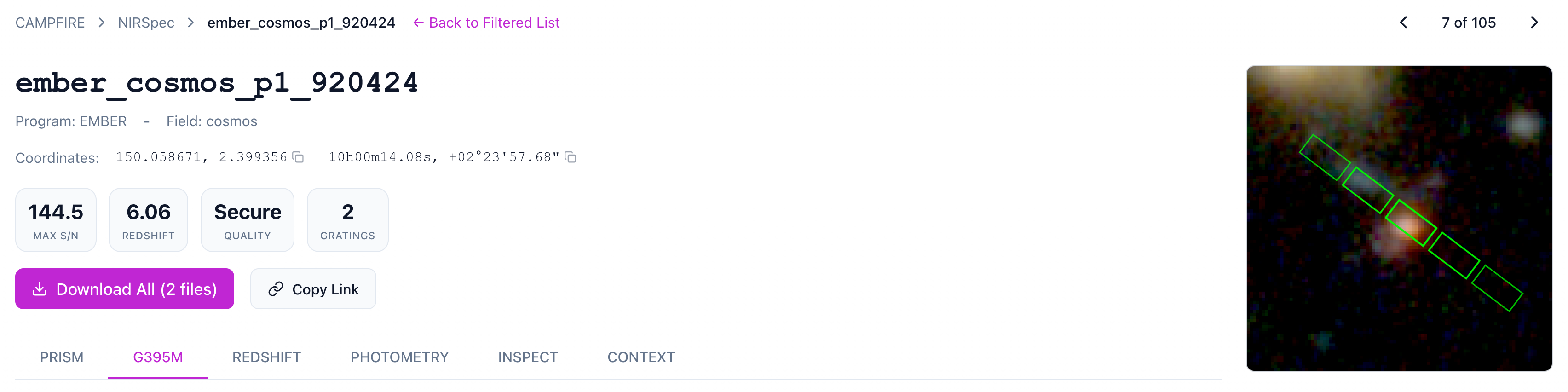 Spectrum detail page overview